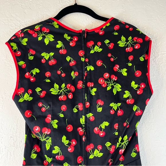 Pinup Couture Natasha Rockabilly Wiggle Cherry Print Dress - Picture 8 of 11